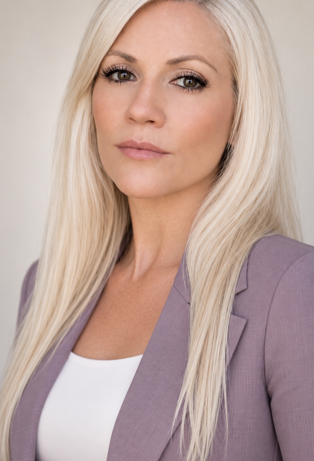 Miranda Inabinett, founder of Mirandeye, in a soft studio portrait wearing a lavender blazer