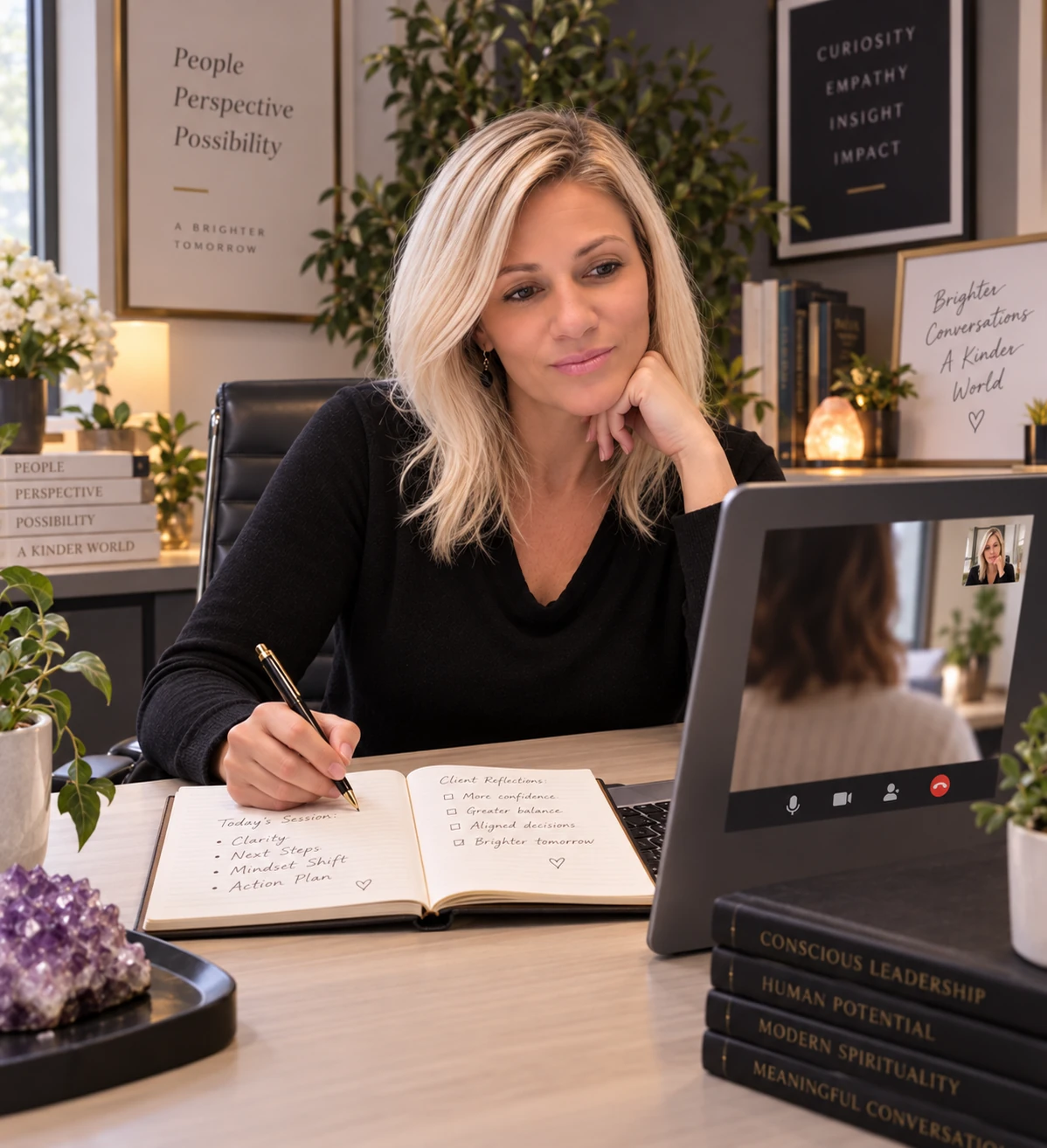 Miranda Inabinett guiding a client session through the Mirandeye platform